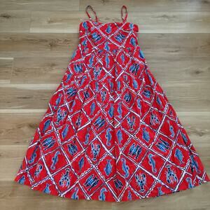 J. Crew Strappy Midi Dress CK724 Ocean Sea Life Theme 8